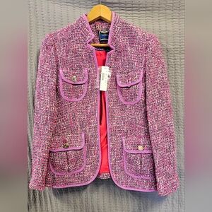 J CREW Women's Vibrant Pink Tweed Blazer